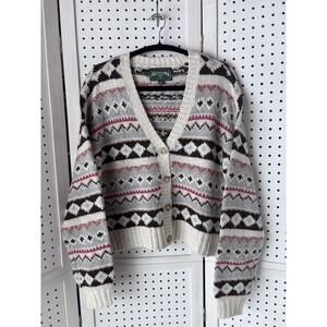 VTG 90s American Eagle Button Cardigan Sweater Fair Isle Women's XS Oversized